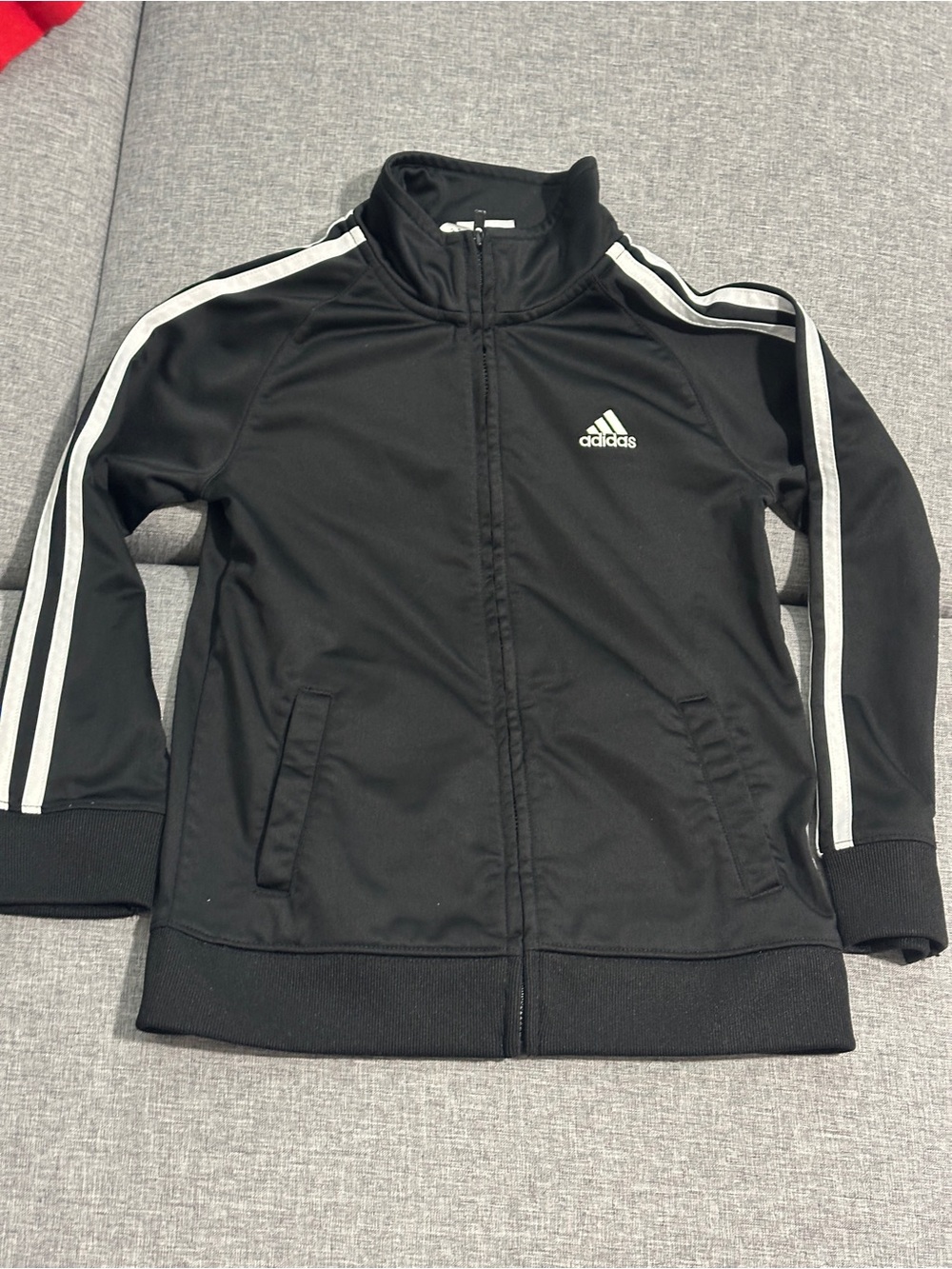 adidas Black Track Jacket with White Stripes